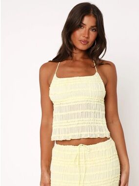 NWT White Fox Womens Size S Hold Out Halter Top Lemon Tie Back Fairy ~ Coquette